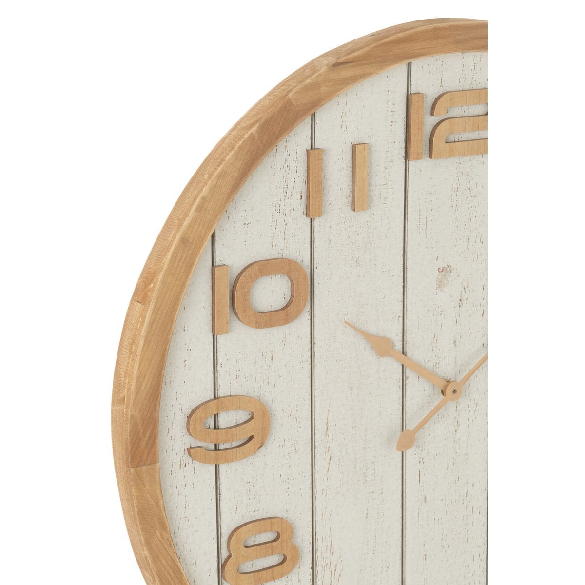 Horloge murale J-Line en bois blanc et naturel - vue avant