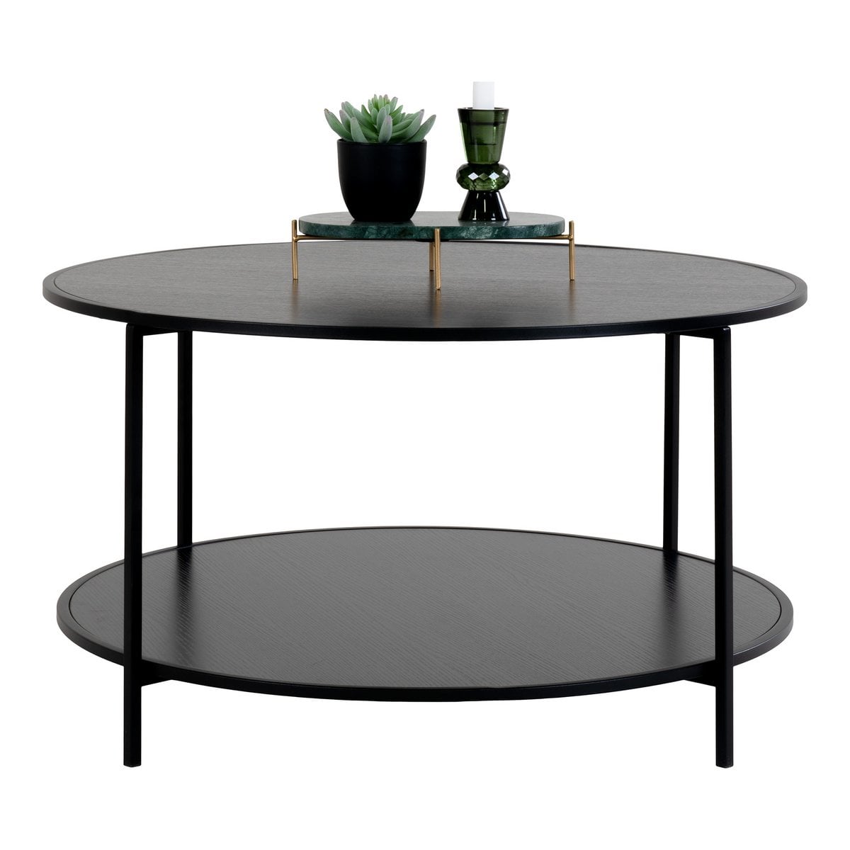 Table basse Vita en noir avec cadre en métal, vue de dessus