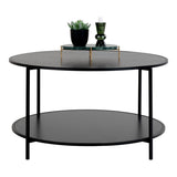 Table basse Vita en noir avec cadre en métal, vue de dessus