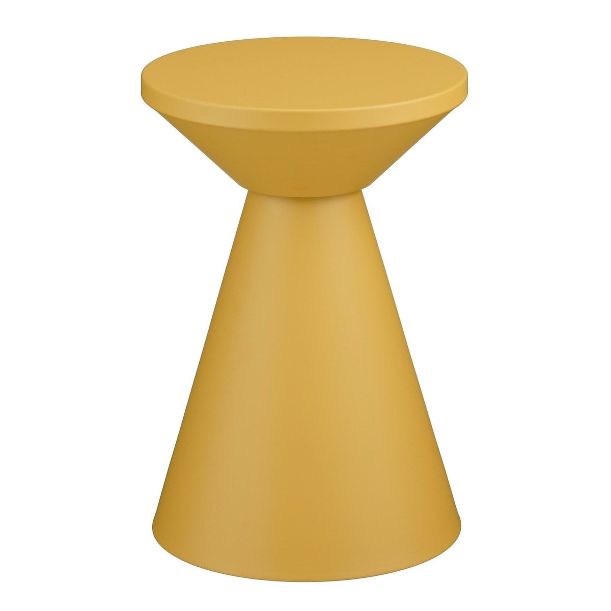 Table d'appoint Jim Geel en fer jaune ocre, vue de face