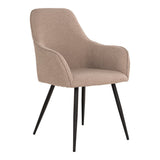 Chaise Harbo en bouclé beige avec pieds noirs, vue de face