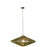 Lampe à suspension Ovni J-Line en fer et jute vert moyen vue de face