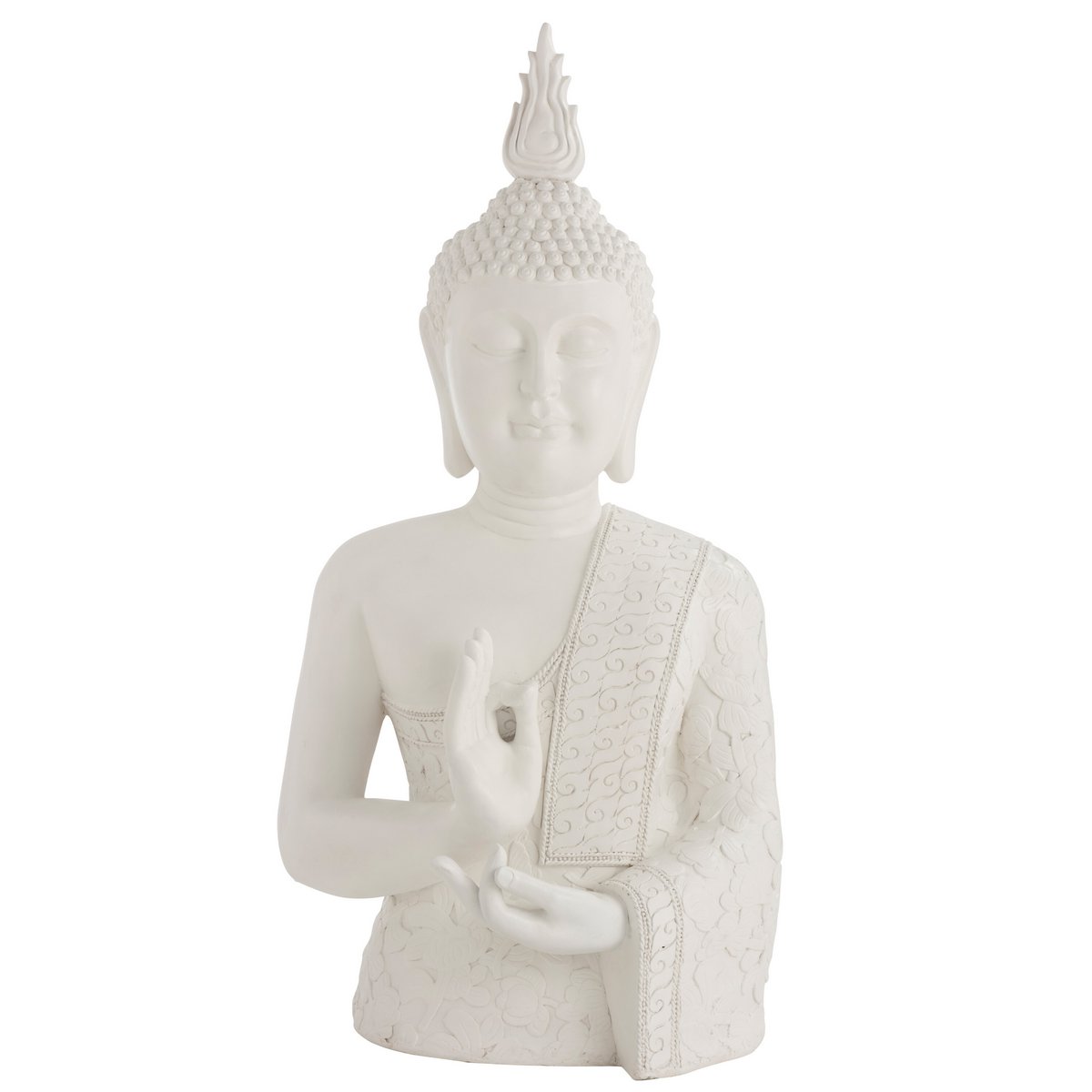 Sculpture Bouddha Zen en polyrésine blanche, élégante et apaisante