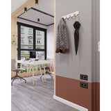 Gorillz Rounded Four Industrial Wall Coat Rack 4 Coat Rack Hooks - Blanc
