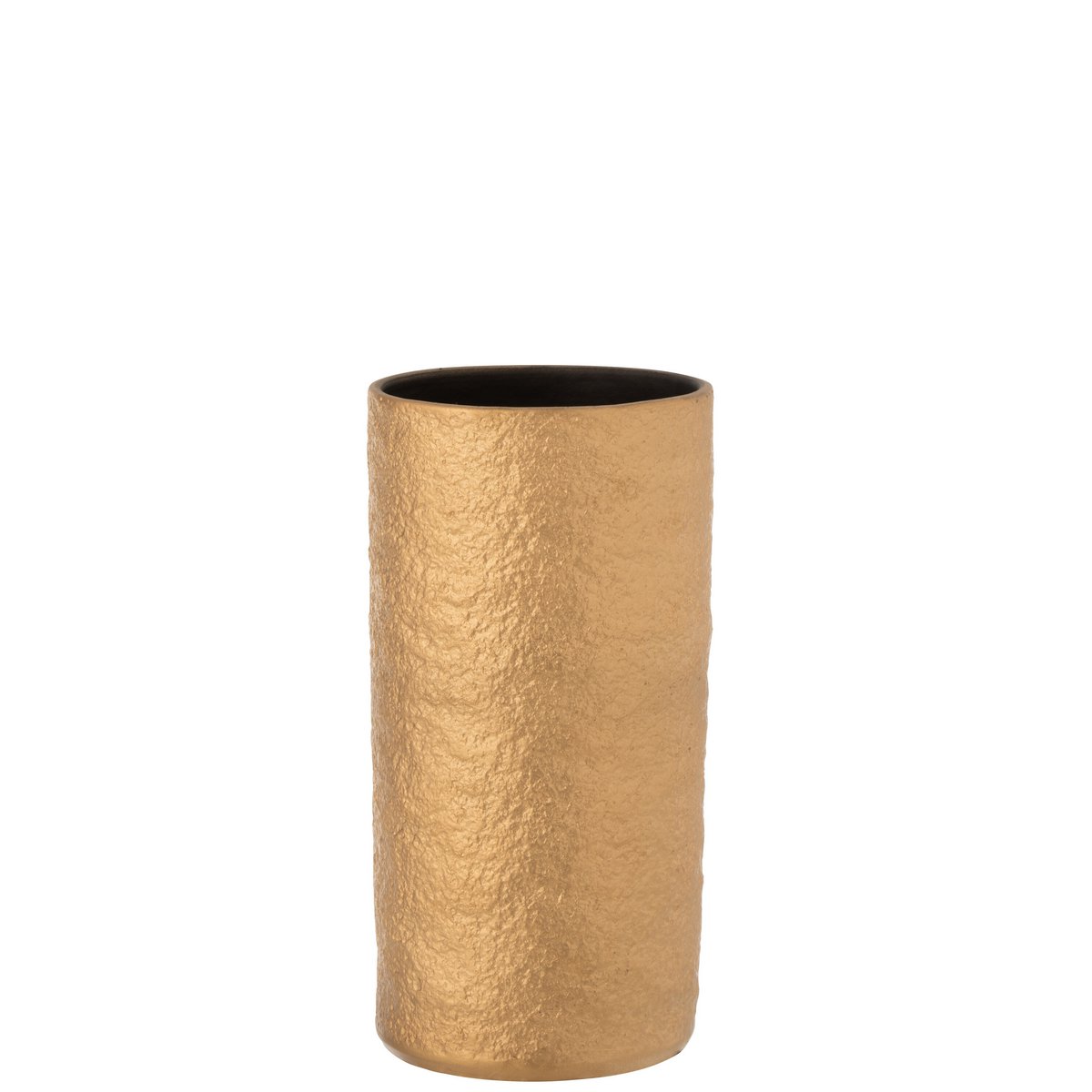 Vase Gatsby en céramique doré de J-Line, vue de face avec détails dorés raffinés