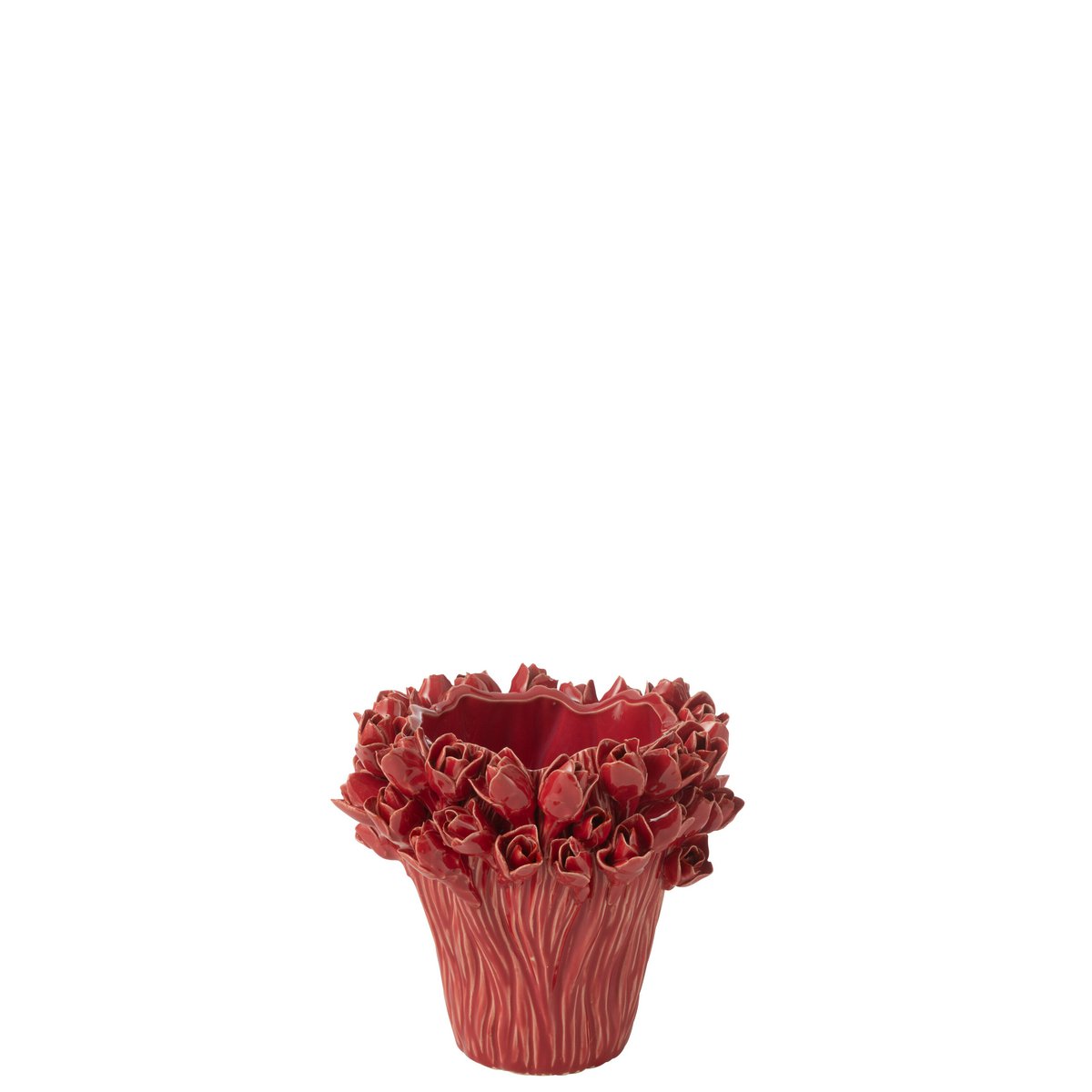 Vase Ambrosia J-Line en céramique rouge, design moderne et élégant