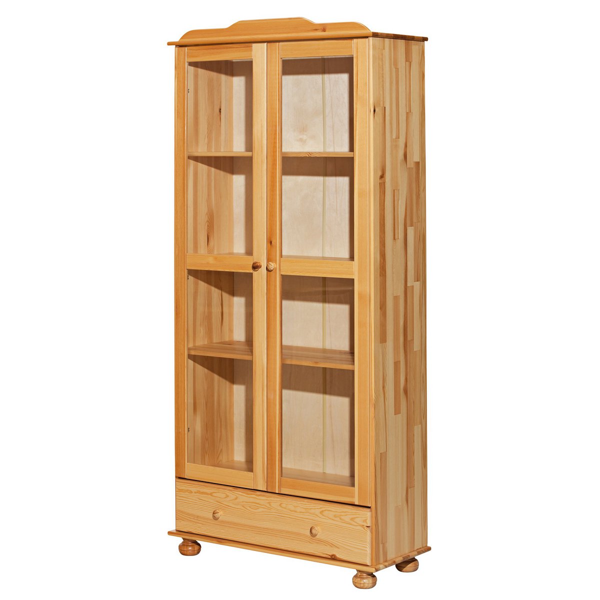 Vitrine en bois et verre avec trois portes vitrées