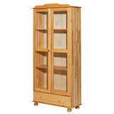 Vitrine en bois et verre avec trois portes vitrées