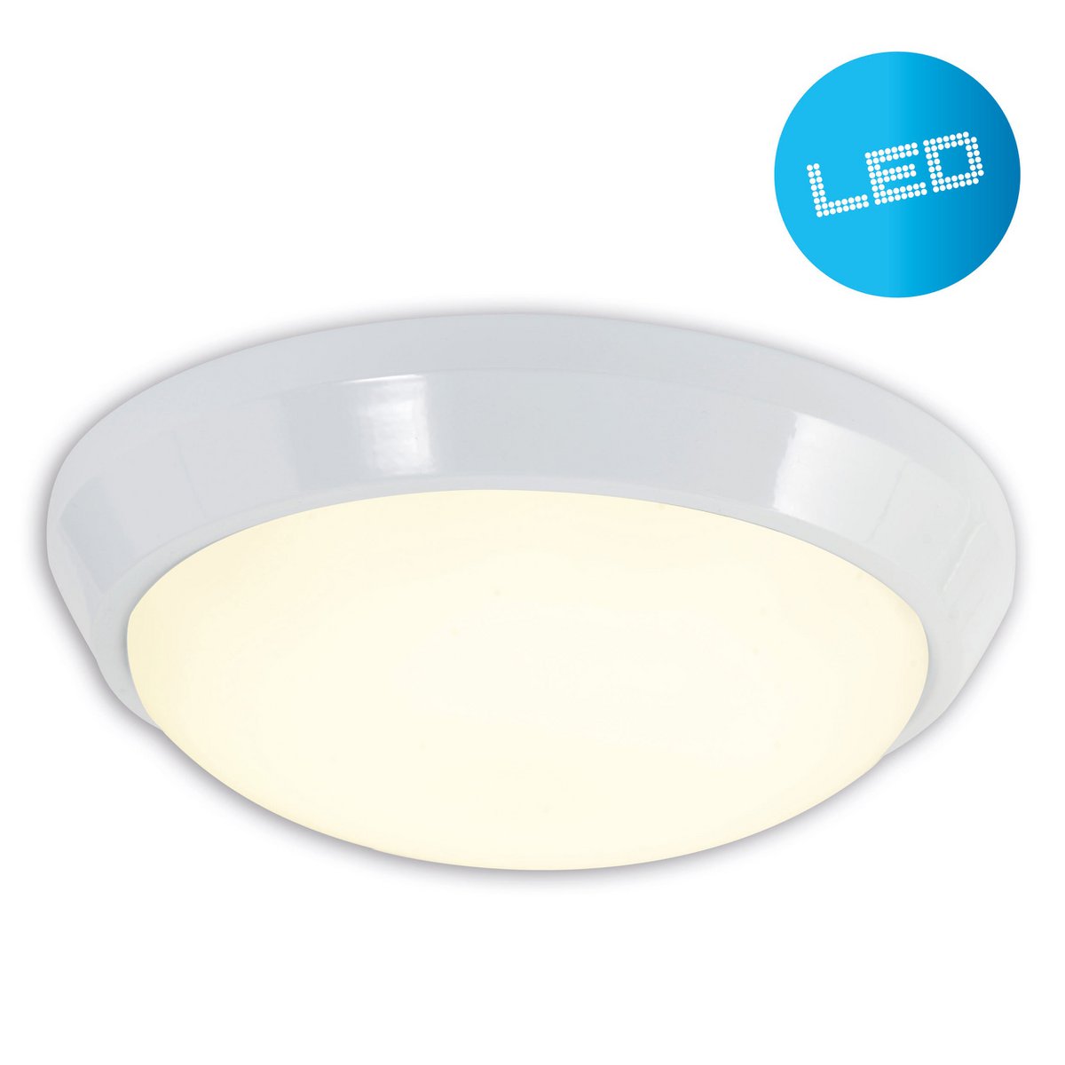 Détail du plafonnier LED en métal blanc, ambiance moderne et élégante
