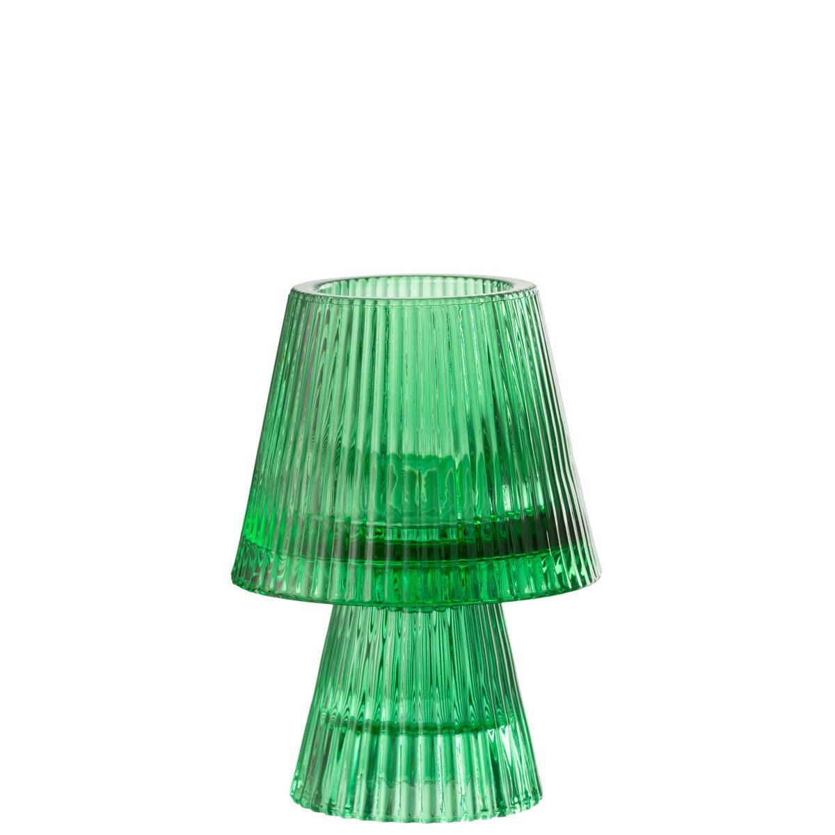 Photophore J-Line Hat en verre vert - vue de face