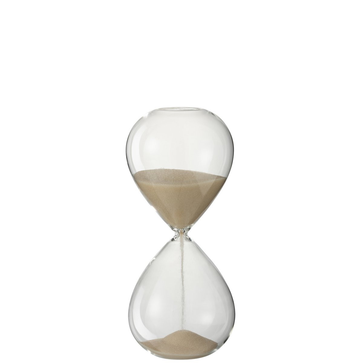 Sablier déco J-Line Sourceau en verre beige, élégant et moderne pour intérieur