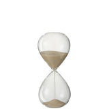 Sablier déco J-Line Sourceau en verre beige, élégant et moderne pour intérieur