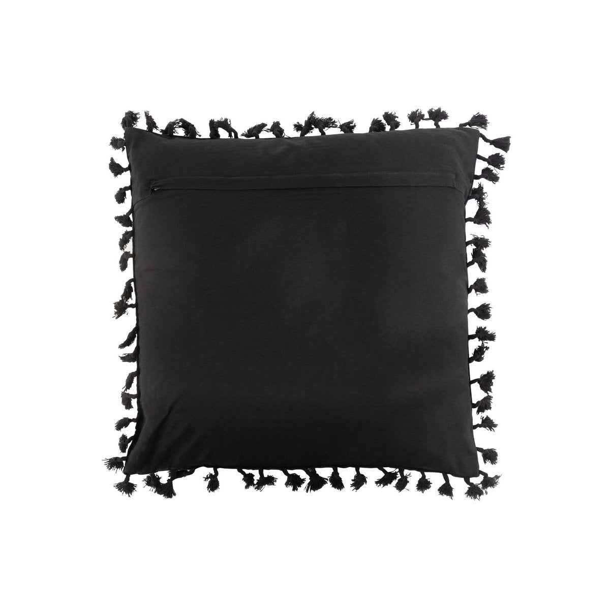 Détail du tissage du coussin marocain noir J-Line