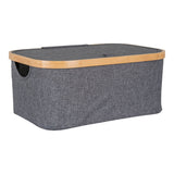 Panier Noto en bambou et polyester, vue de face avec couvercle