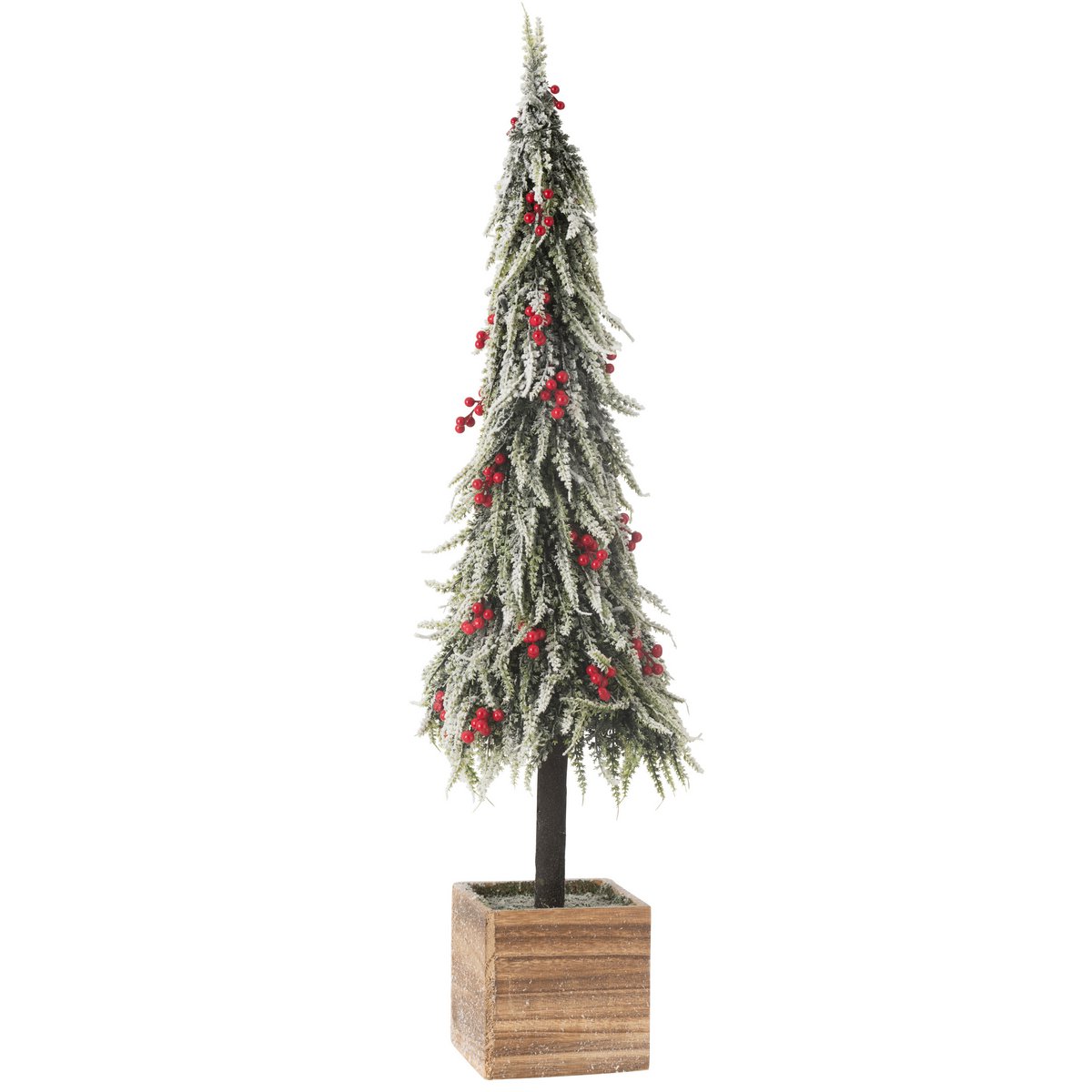 Vue d'ensemble du sapin de Noël Neige J-Line dans un intérieur élégant