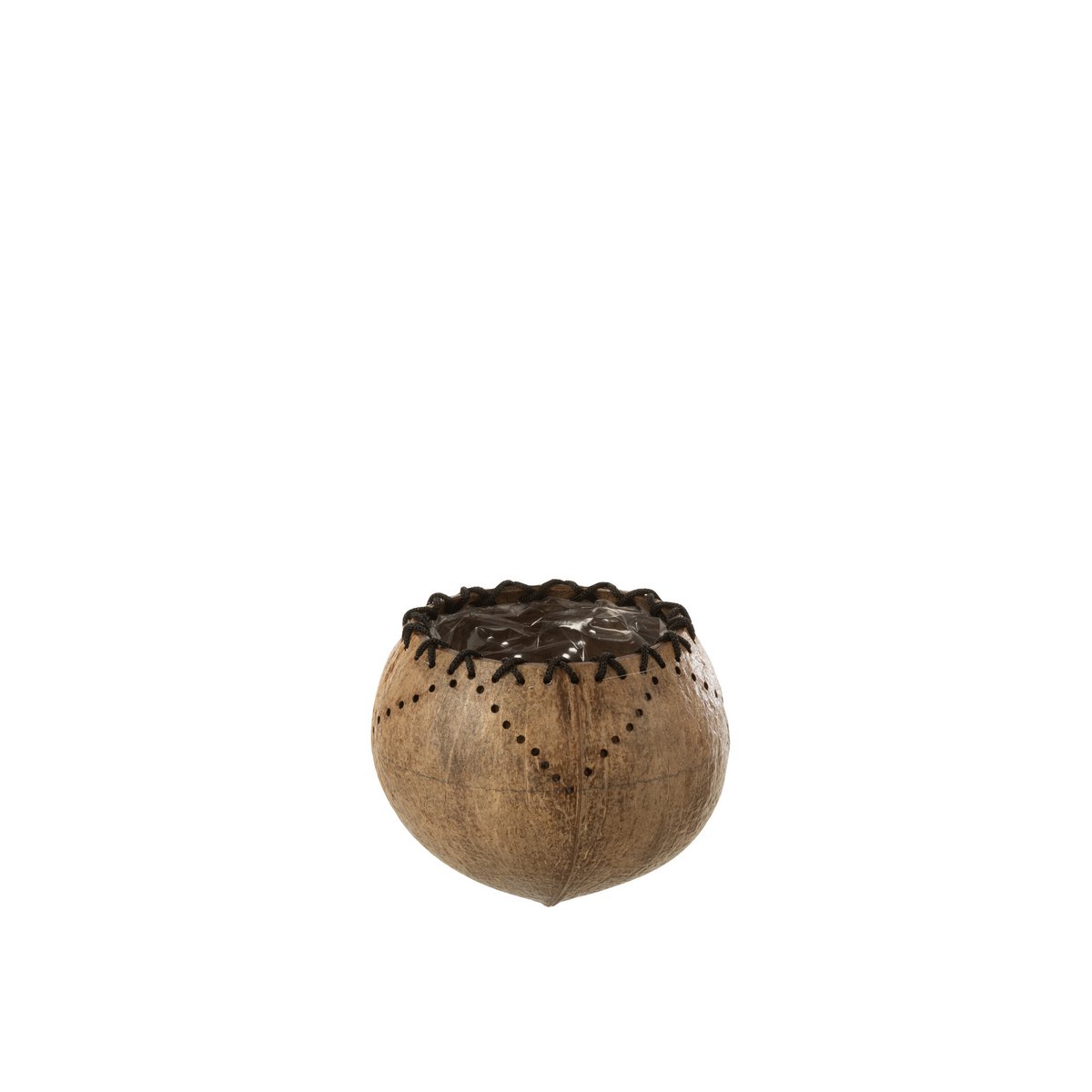 Pot de fleur J-Line Coconut en jute naturel, vue de face avec texture détaillée