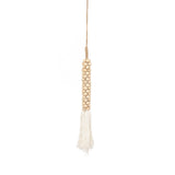 Les Perles en Bois avec Pompon en Coton - Blanc Naturel