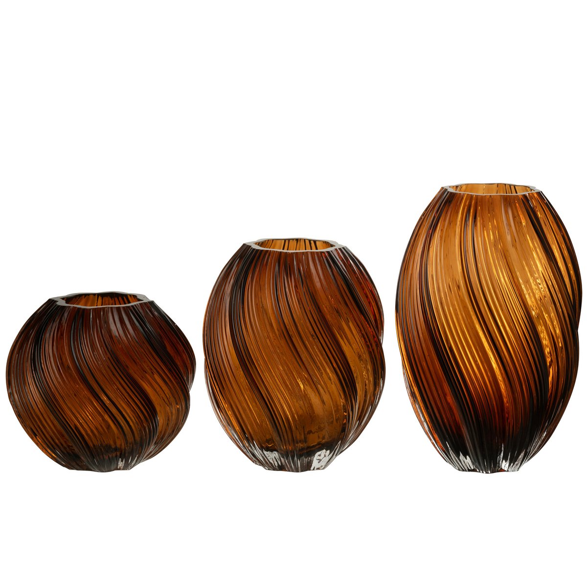 Vase J-Line Carol en verre marron, avec bouquet de fleurs