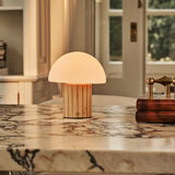 Lampe à poser rechargeable bois et verre marron clair
