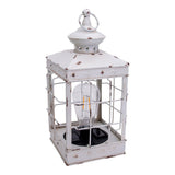 Décoration LED lanterne de lumière solaire 31,5 cm de haut, blanc antique, en métal et plastique, LED intégré, pour l'extérieur