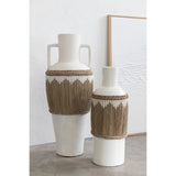 Vase J-Line motif terracotta blanc, 75 cm de haut, élégant design