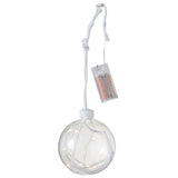 Boule de Noël LED J-Line en verre blanc avec corde, vue de face