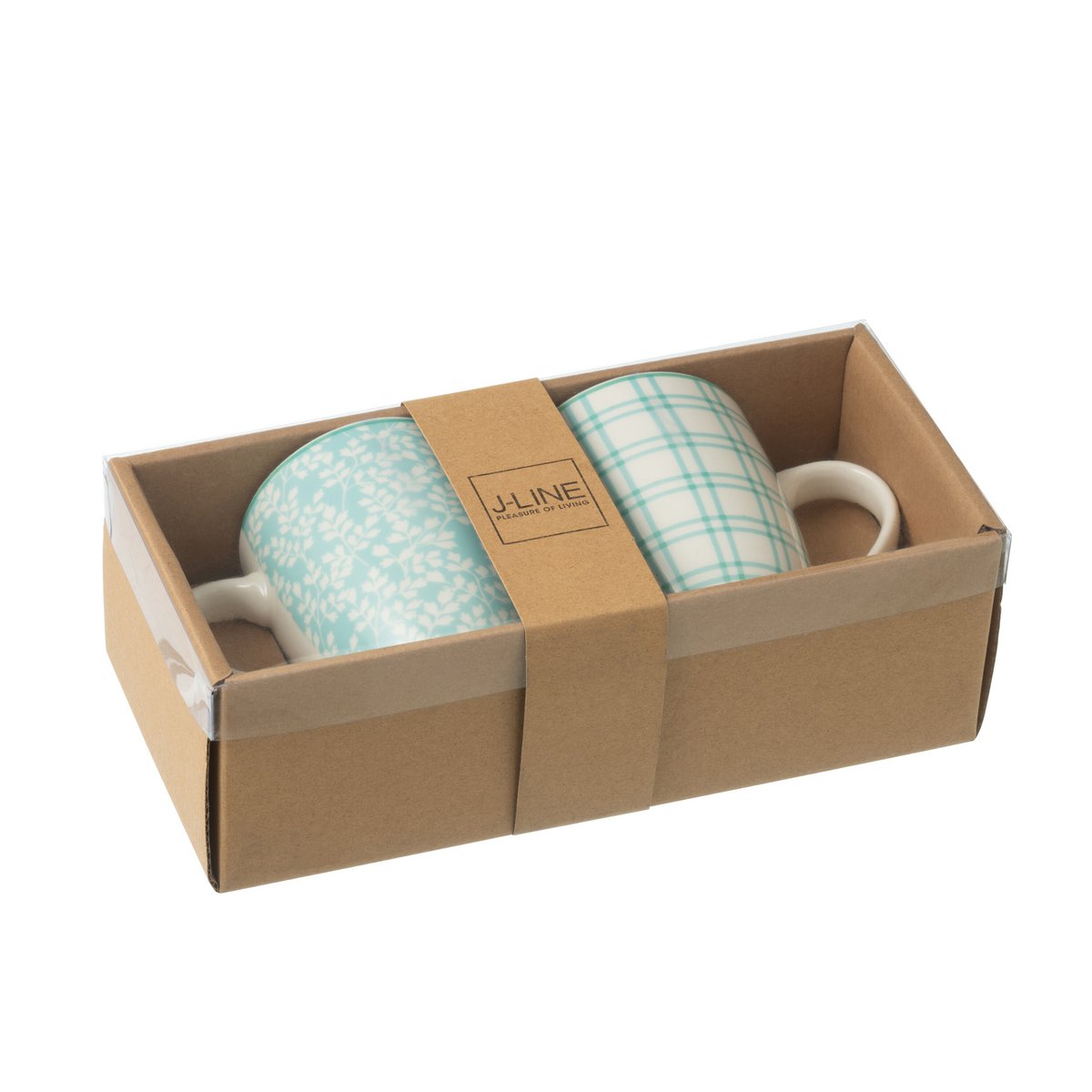 J-Line Box 2 tasses en céramique bleu - vue de face