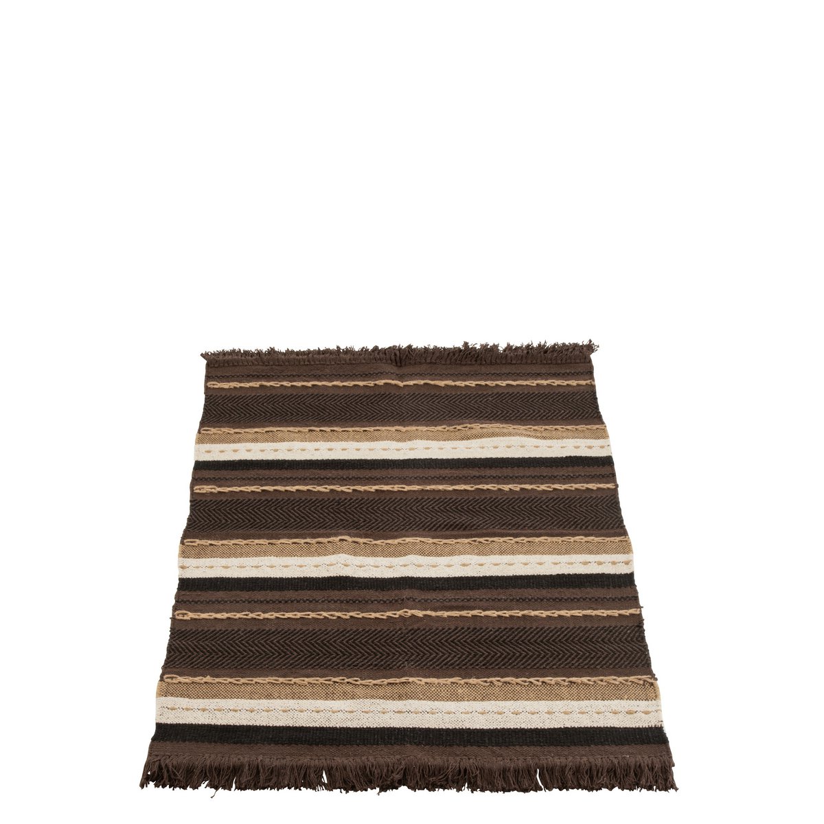 Plaid ethnique J-Line en coton marron/noir/beige, vue d'ensemble