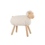 Mouton J-Line en bois et fausse fourrure blanche, vue de face