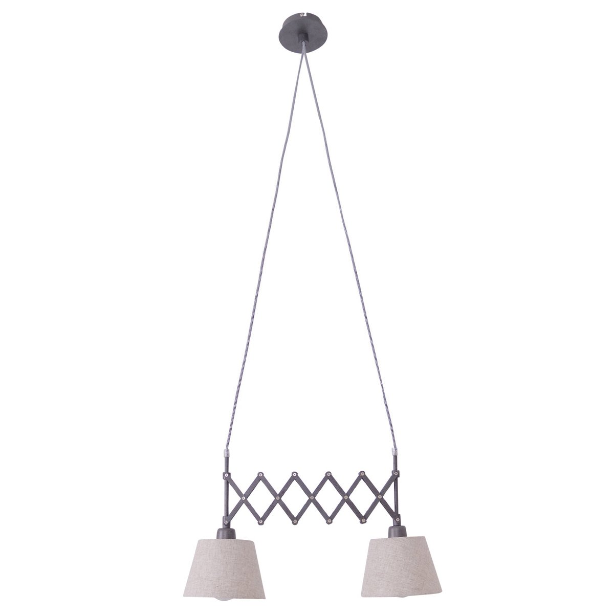 Lampe pendentif Adrianne en métal brun avec parasols textiles naturels