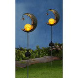 "Lune" à la terre solaire LED, pour l'extérieur, la brochette de terre en métal et en verre en argent, avec LED intégrée