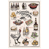 Torchon Imprime Specialités de Bourgogne Ecru 48 X 72