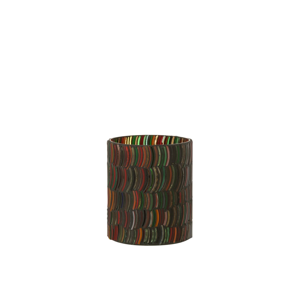 Lanterne J-Line Mosaic Curve sur une table, ambiance chaleureuse