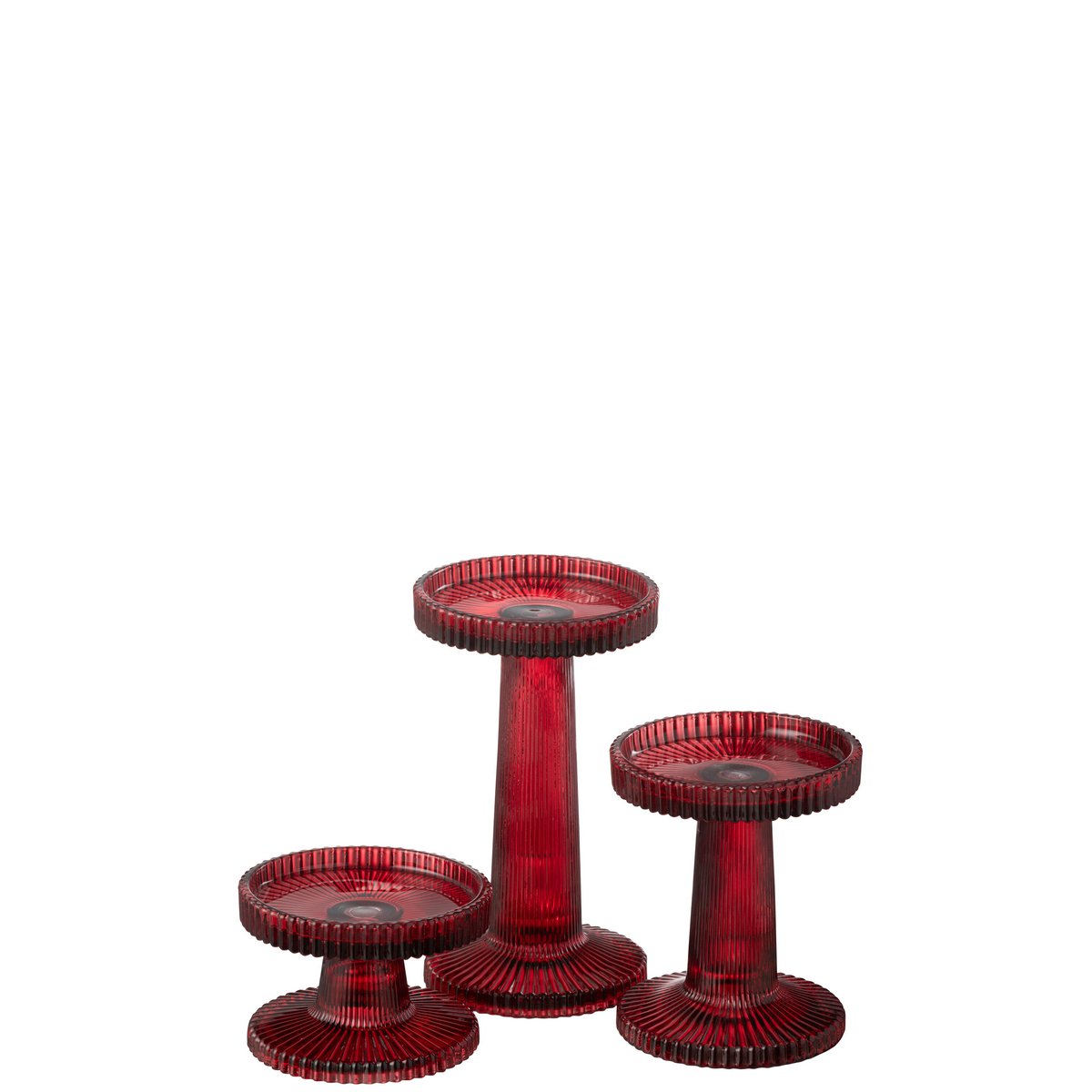 Bougeoir J-Line Nelly en verre rouge - vue avant