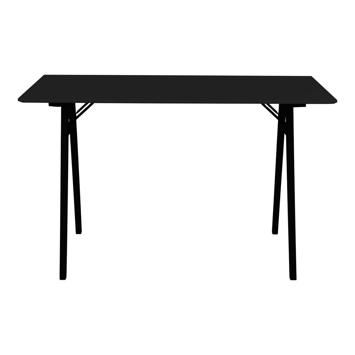 Détail du plateau du Bureau Vojens Noir en MDF et hévéa