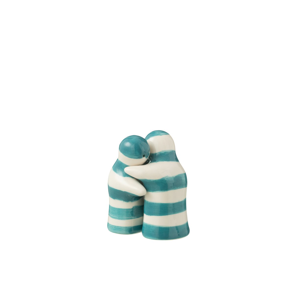 Salière J-Line Stellings Grenade Stripes en céramique blanche et aqua