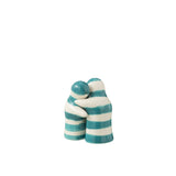 Salière J-Line Stellings Grenade Stripes en céramique blanche et aqua