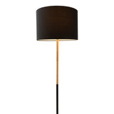 Lampe debout textile "Tessile", lampadaire en métal, arbre en caoutchouc et tissu en noir et nature, socket e27, 126 cm de haut