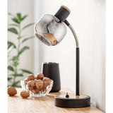 Lampe de table "Fumoso", lampe de table en métal et verre en noir, avec socket E14, pour salle à manger, salon, couloir ou bureau, lampe de table 34 cm de haut