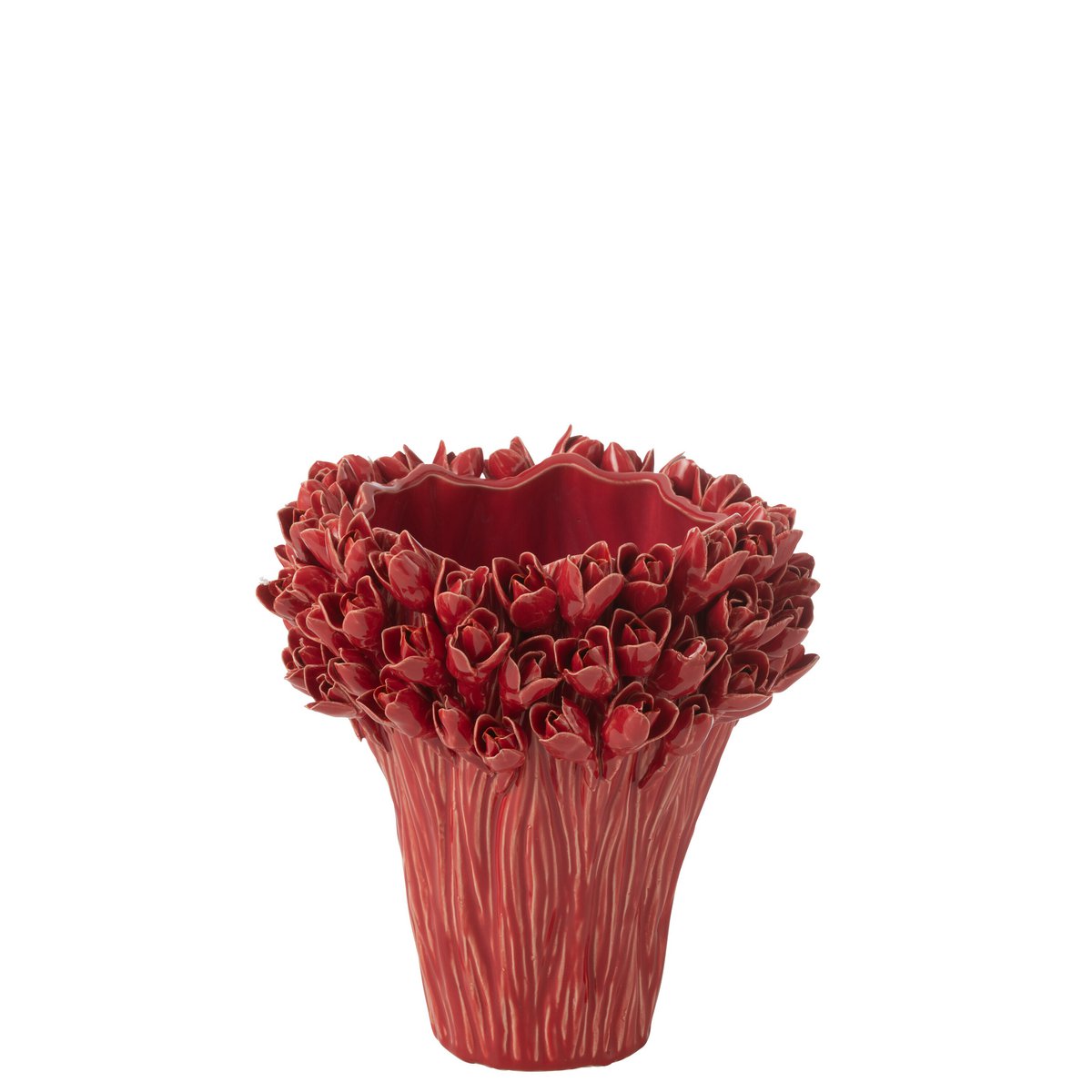 Vase Ambrosia en céramique rouge, vue de face avec détails élégants