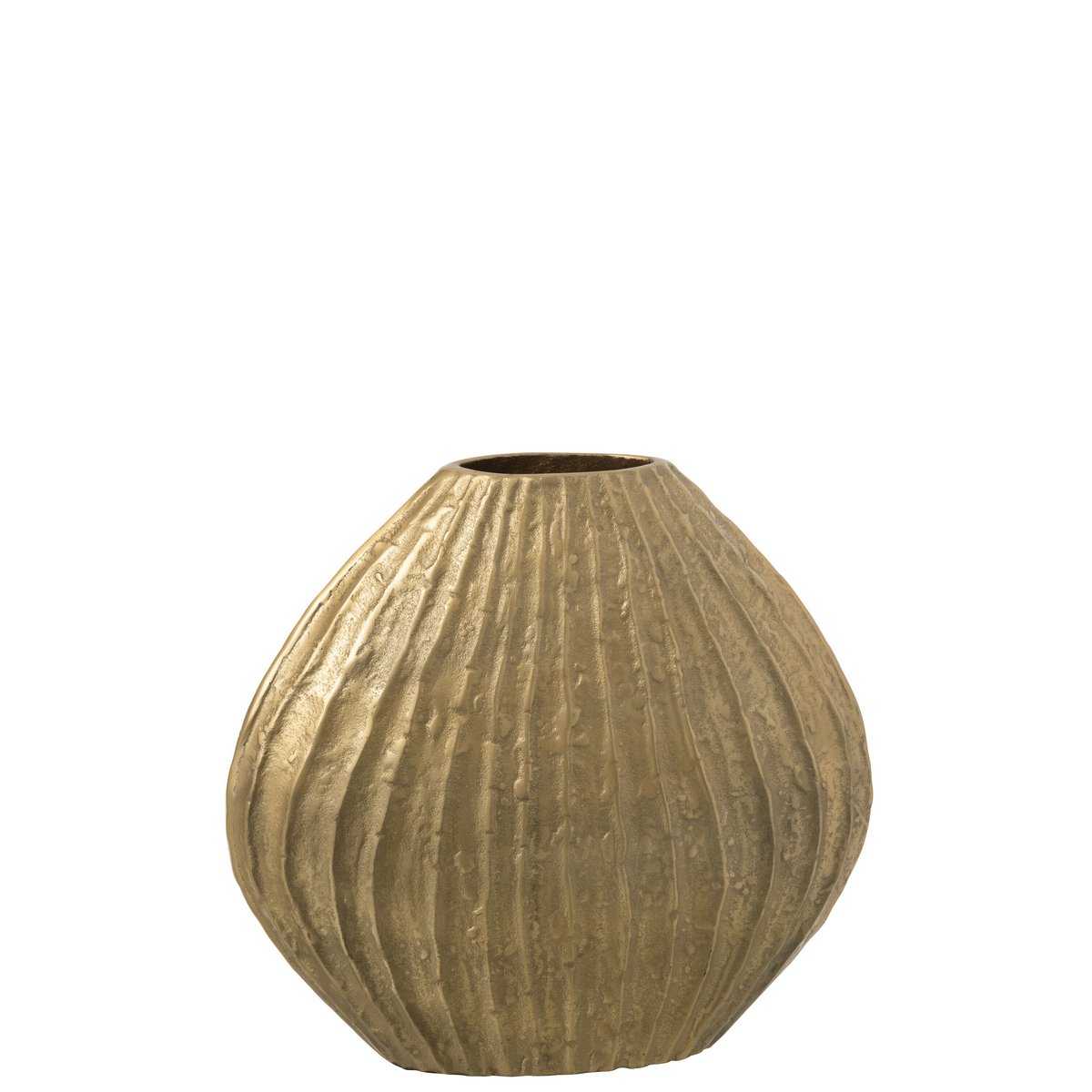 Vase J-Line Ovale, vue latérale mettant en valeur sa finition dorée.