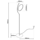 LED LED Lampe debout "Ligne de boucle" de 150 cm de haut, avec une bande LED intégrée, en métal et en plastique