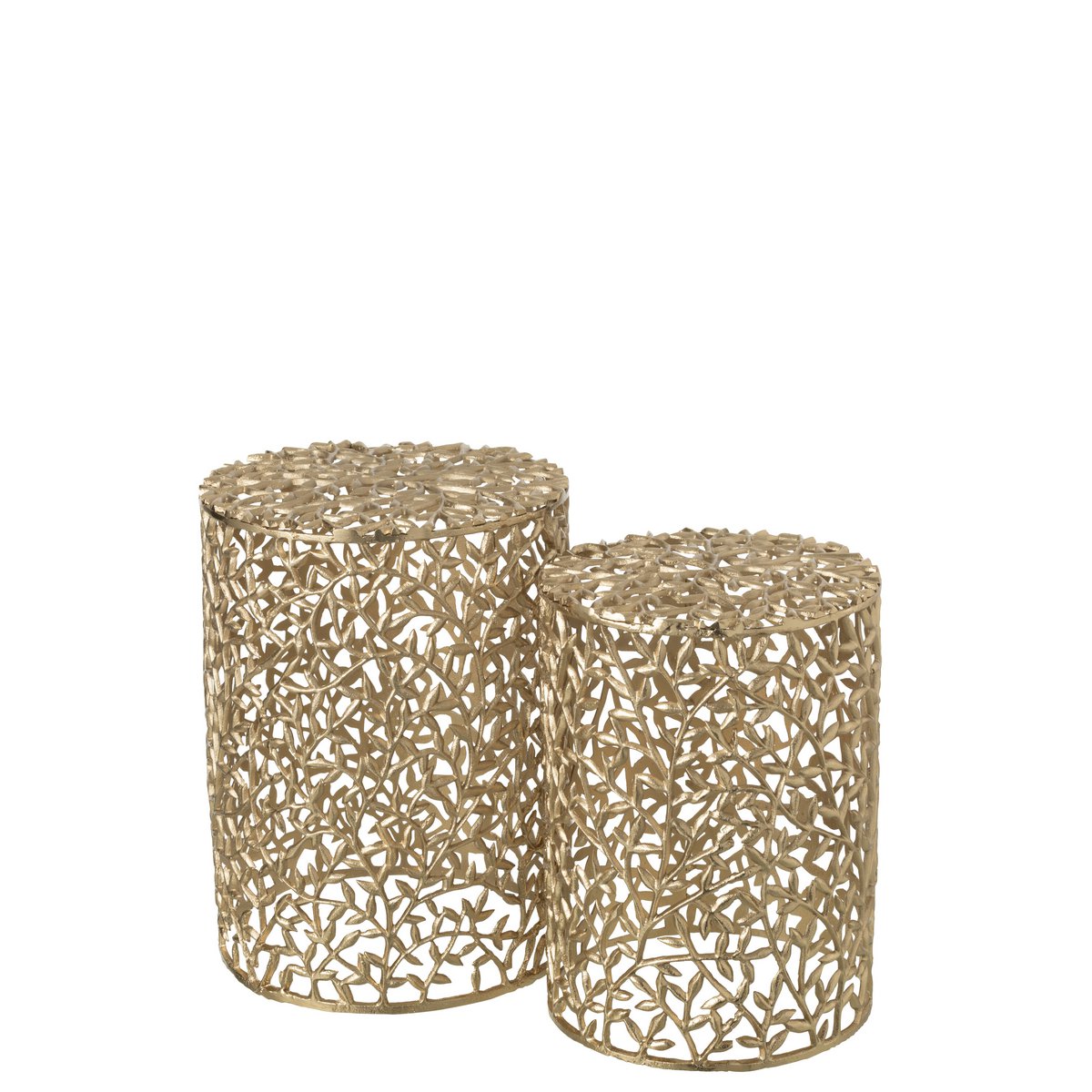 Lot de 2 tables d'appoint J-Line Leaf en aluminium doré