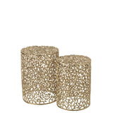 Lot de 2 tables d'appoint J-Line Leaf en aluminium doré