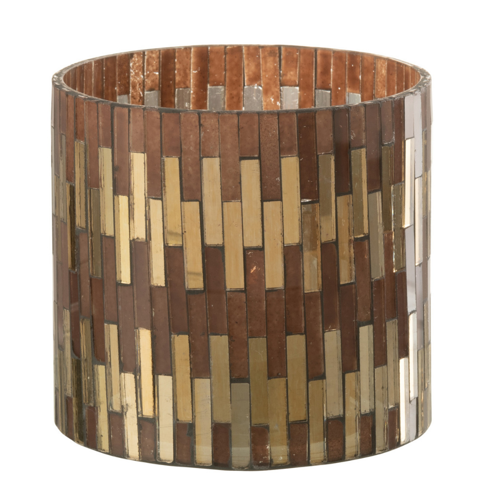 Lanterne J-Line Chic en verre marron et or, vue de face