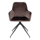 Détail du tissu en velours brun clair de la chaise Harbo