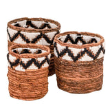 Petit panier rond pour plantes ou comme panier de rangement | Panier Boho tissé SADARA avec motif macramé