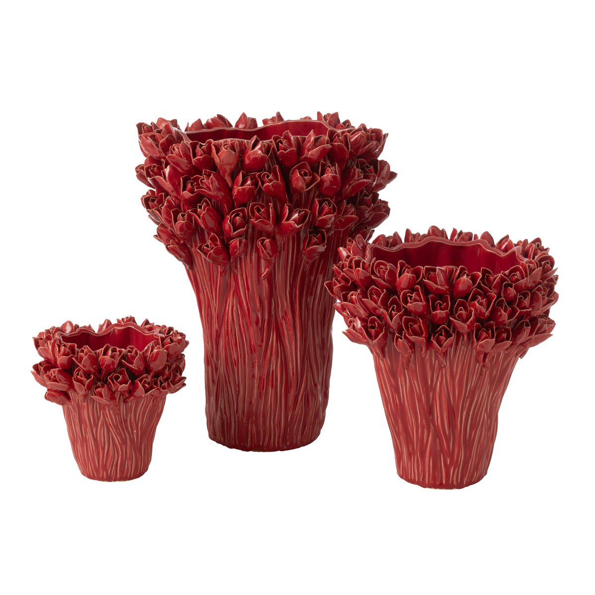 Vase Ambrosia J-Line en céramique rouge, détail du design