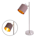Lampe de table "Maron" en métal-satin-matt avec parasols en tissu en marron, avec une douille E14, la lampe pour le salon, la salle à manger, le couloir et le bureau, lampe de table 51 cm de haut