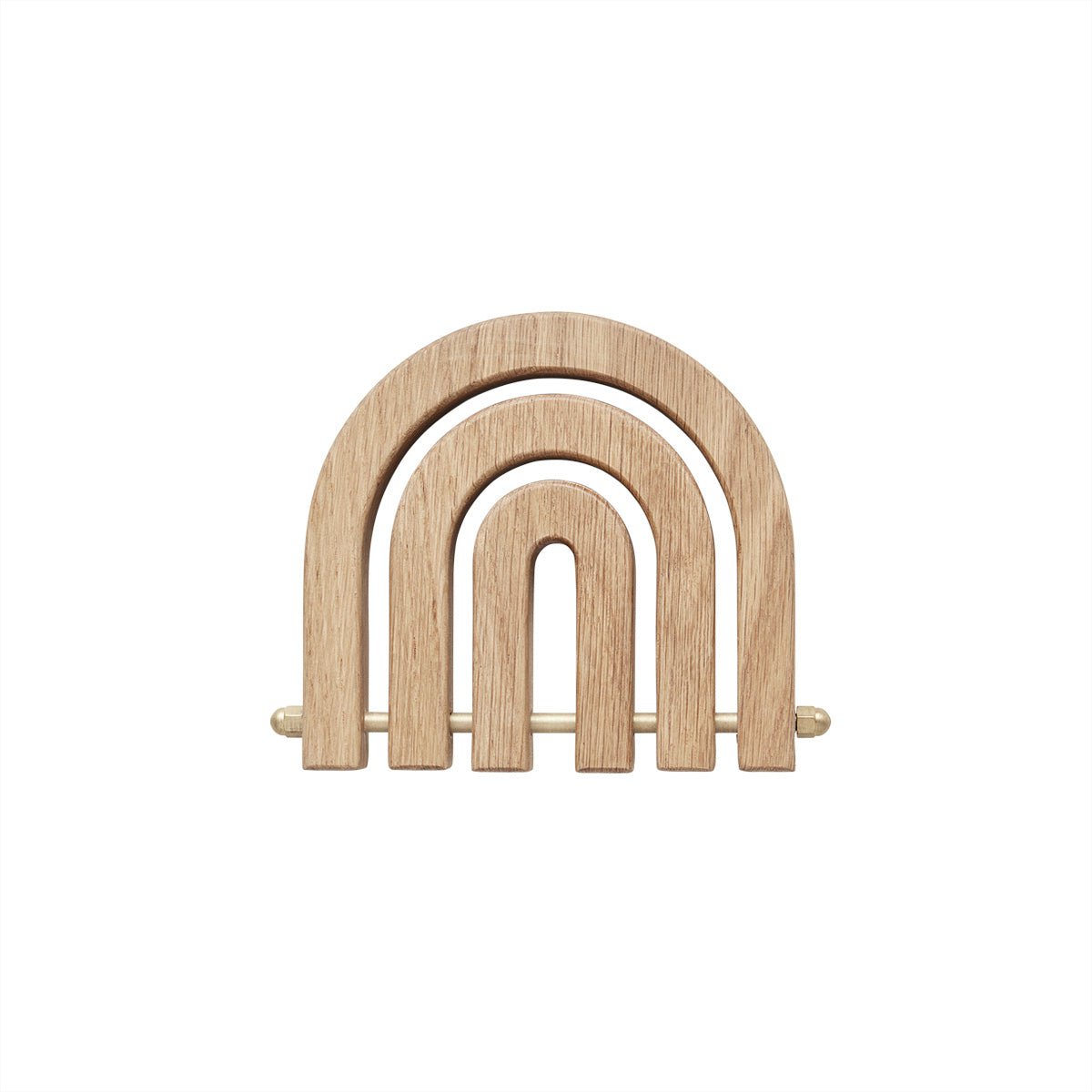 Dessous de plat en bois arc-en-ciel avec détails en laiton, design unique